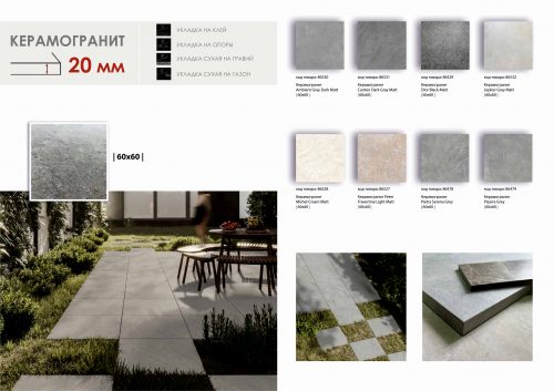 Керамогранит Realistik Амбиент темно-серый матовый 60x60x2